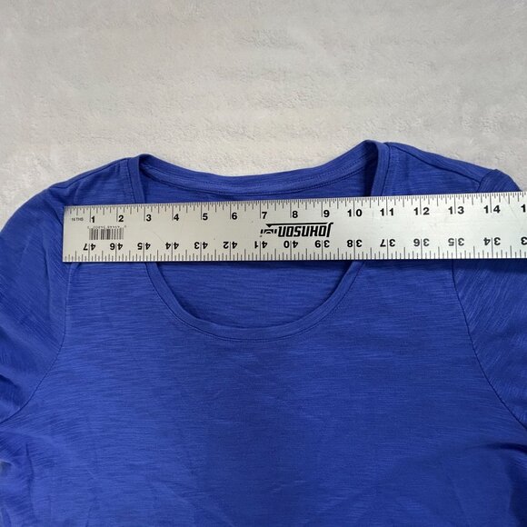 Chico's Womens Smocked 3/4 Sleeve Tee Top Size 1, Medium Blue Scoop Neck Casual - Picture 5 of 8